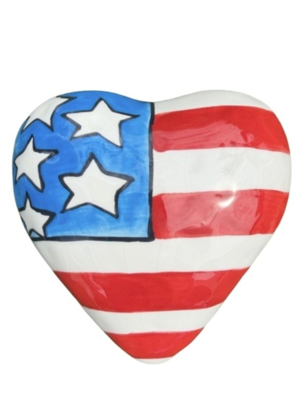 Sandra Magsamen Silvestri Patriotic AmericanFlag Ceramic HeartRattle Paperweight